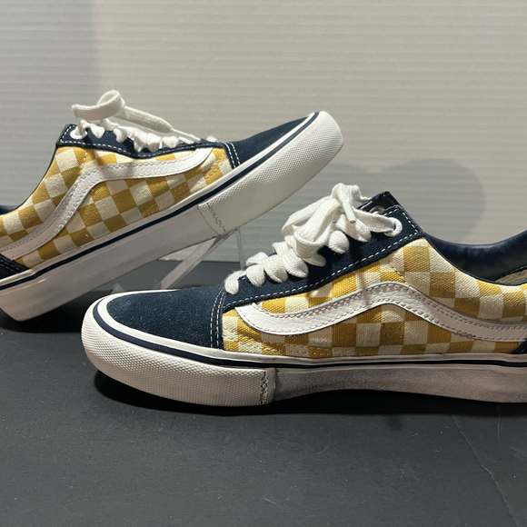 Vans Mens Old Skool Pro Blue Yellow Checkerboard Size 8 - Picture 1 of 5